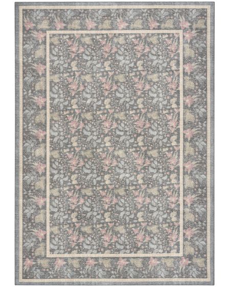 Botanical Washables BOT03 Charcoal Multicolor 4'x6' Area Rug