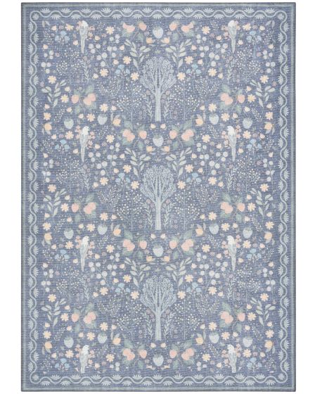 Botanical Washables BOT04 Blue Multicolor 4'x6' Area Rug