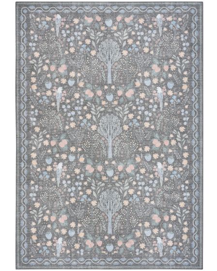Botanical Washables BOT04 Charcoal Multicolor 4'x6' Area Rug