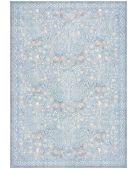 Botanical Washables BOT04 Light Blue Multicolor 4'x6' Area Rug