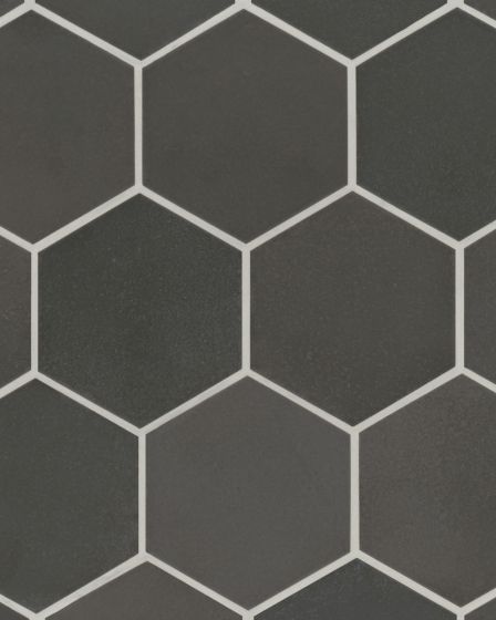 Celine Black Matte Glazed Porcelain 4.5"x4" Hexagon Field Tile