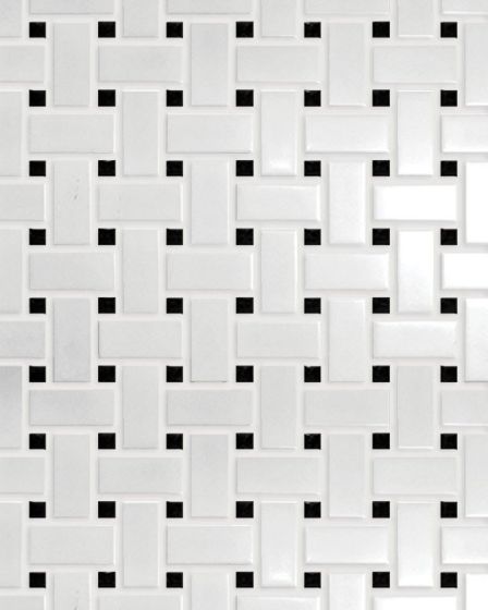 Circuit White w/black Basketweave Matte Tile