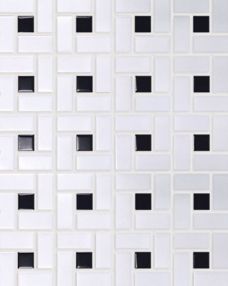 Circuit White w/black Pinwheel Matte Tile