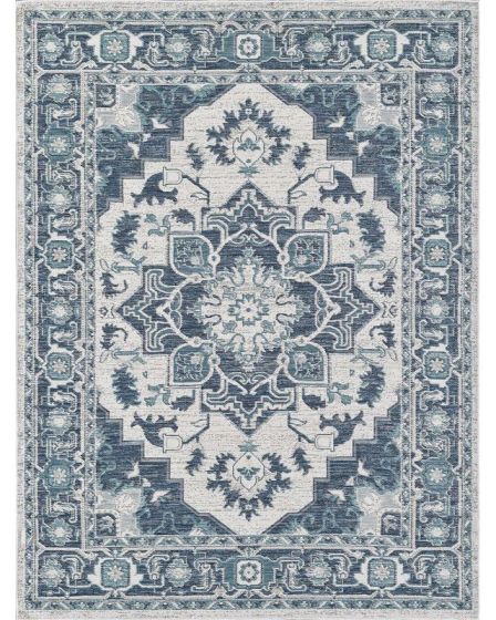 Dahlia 1401 Ivory/Blue Medallion Area Rug