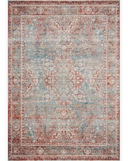 Elise ELI-04 Sky/Red Area Rug
