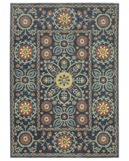 Francesca fr11b Blue/Rust Area Rug
