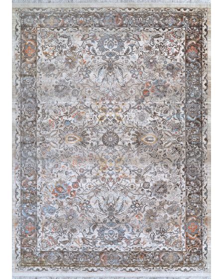 Halli Floral Kashan Beige/Mocha Area Rug