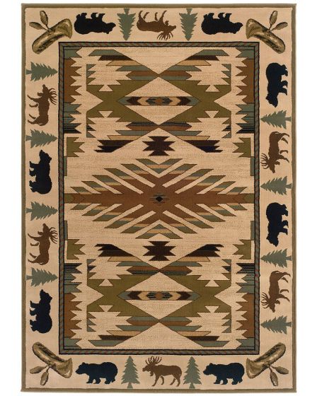 Hudson 1072a Ivory/Green Area Rug