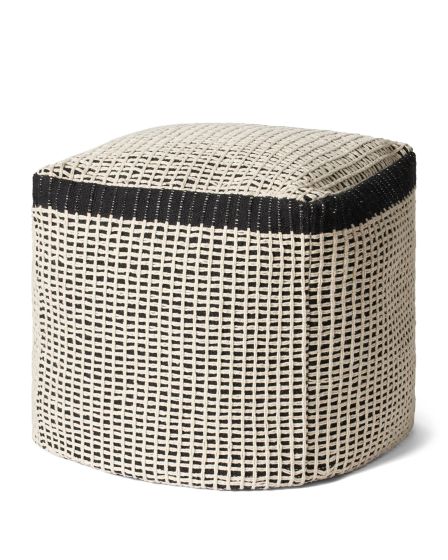 LPF0040 Black/Ivory 18"x18" Pouf Pillow