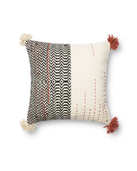 P0227 Black/Ivory 22"x22" Pillow