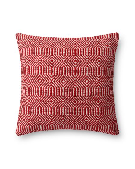 P0339 Red/Ivory 22"x22" Pillow