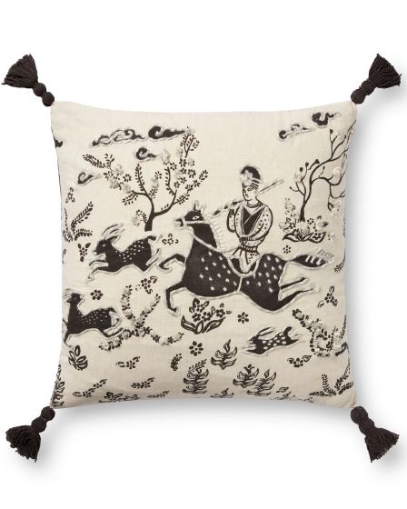 PLL0025 Ivory/Black 18"x18" Pillow