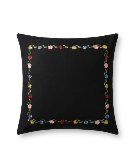 Curio Border PRP0064 Black/Multi 22" Pillow