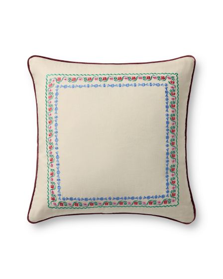Delphine Border Cream/Multi 22" Pillow