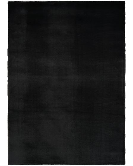 Soft Plush Rabbit Fur SFF01 Black 4'x6' Area Rug