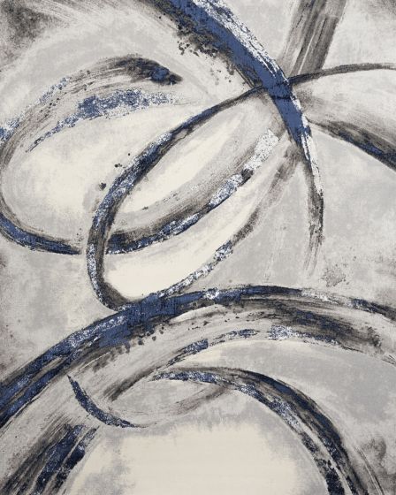 Splash BSK02 Grey Navy 5'3"x7'3" Area Rug