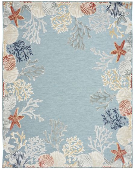 Suncoast SNC04 Teal Multicolor 4'x6' Area Rug