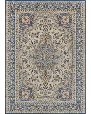 Old World Classic Floral Tabriz Alabaster/Powder Blue Area Rug