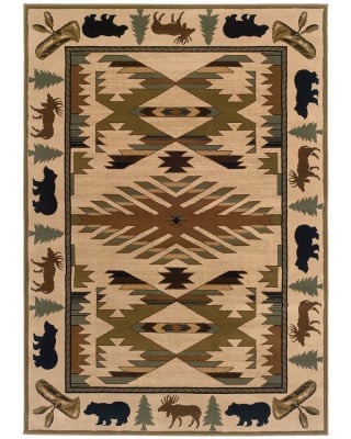 Hudson 1072a Ivory/Green Area Rug
