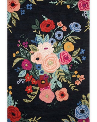 Les Fleurs LES-03 Black/Multi Area Rug