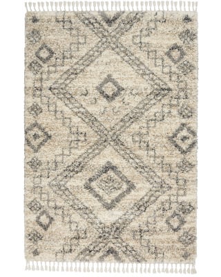 Oslo Shag OSL02 Ivory/Grey Area Rug