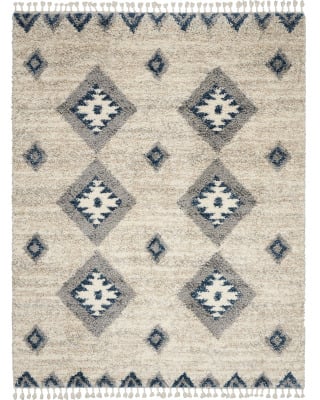Oslo Shag OSL03 Ivory/Blue Area Rug