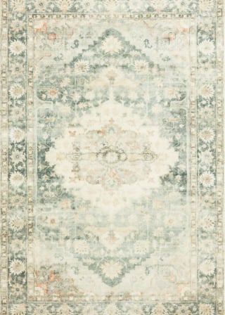 Rosette ROS-08 Teal/Ivory Area Rug
