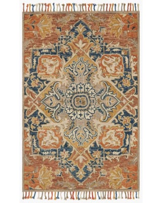 Zharah ZR-10 Rust/Blue Area Rug
