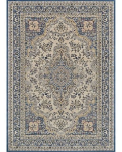 Old World Classic Floral Tabriz Alabaster/Powder Blue Area Rug