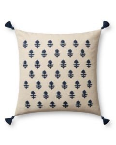 Addison PMH0051 Beige/Navy 22" x 22" Throw Pillow