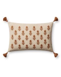Addison PMH0051 Beige/Rust 13" x 21" Lumbar Pillow