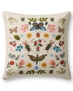 Curio Garden PRP0068 White/Multi 22" x 22" Throw Pillow
