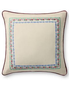 Delphine Border PRP0065 Cream/Multi 22" x 22" Throw Pillow