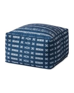 PF0007 Indigo/Ivory 20" x 20" x 12" Pouf Pillow