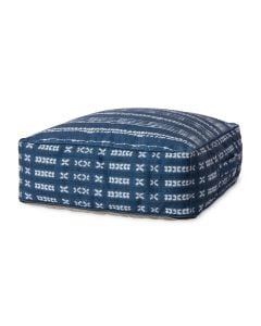 PF0008 Indigo/Ivory 24" x 24" x 8" Pouf Pillow