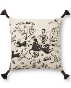 PLL0025 Ivory/Black 18"x18" Pillow