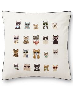 PRP0012 Ivory/Multi 22" x 22" Throw Pillow