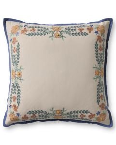 Willow Border PRP0081 Ivory/Multi 22" x 22" Throw Pillow