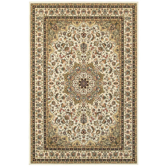 Kashan 119w Ivory/Beige Area Rug