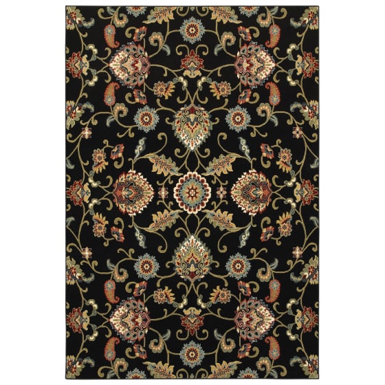 Kashan 9946k Black/Multi Area Rug