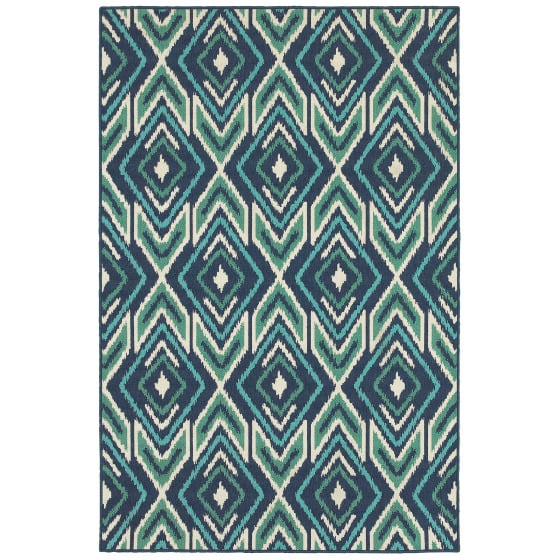Meridian 2209b Navy/Green Area Rug