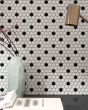 Circuit White w/black 1x1 Hexagon Matte Tile