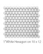 Circuit White 1x1 Hexagon Matte Tile