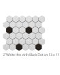 Circuit White w/black 2x2 Hexagon Matte Tile