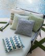 P0339 Aqua/Ivory 22"x22" Pillow