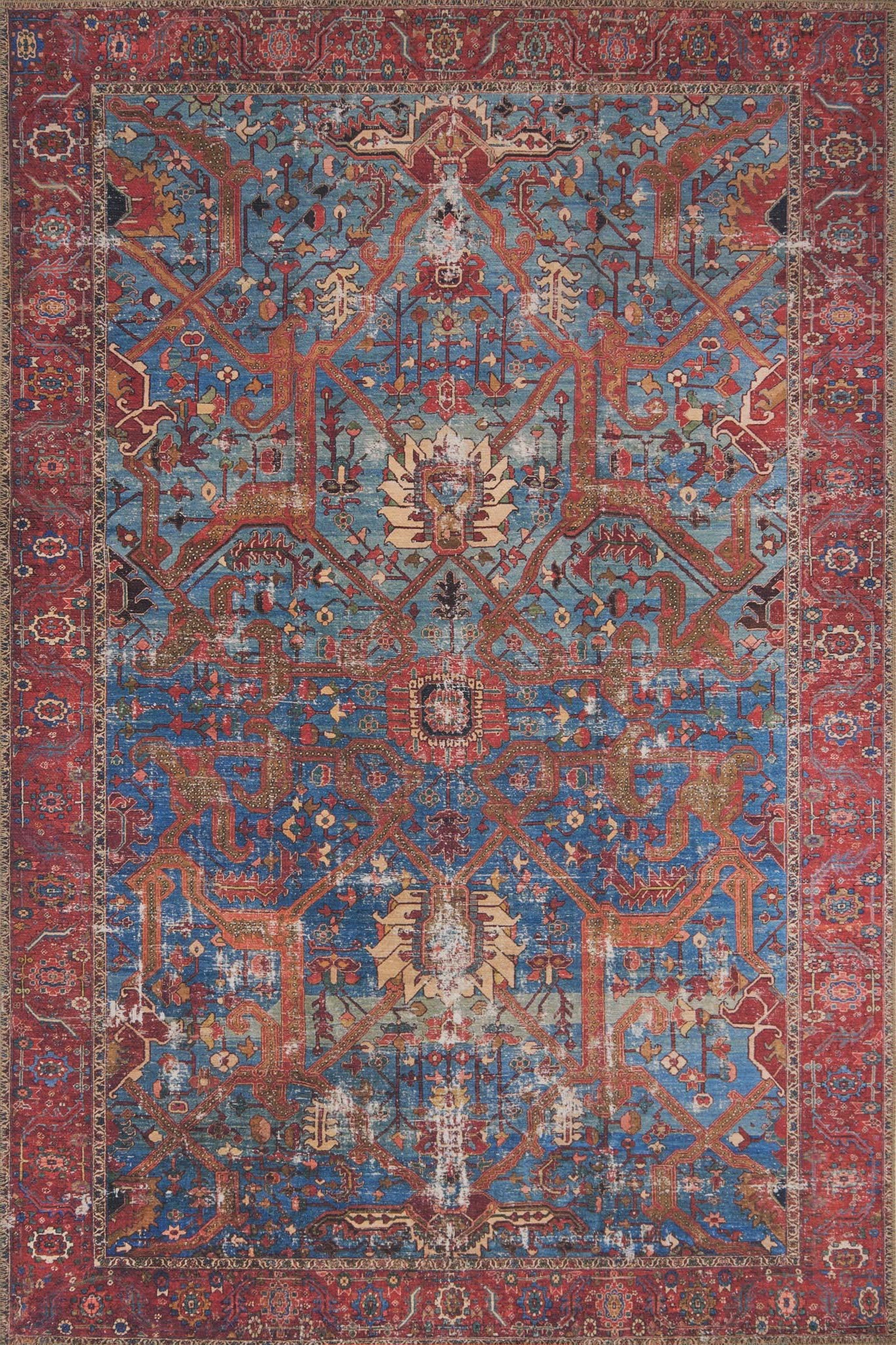 Loloi Loren LQ-10 Blue/Red Area Rug | Carpet Exchange