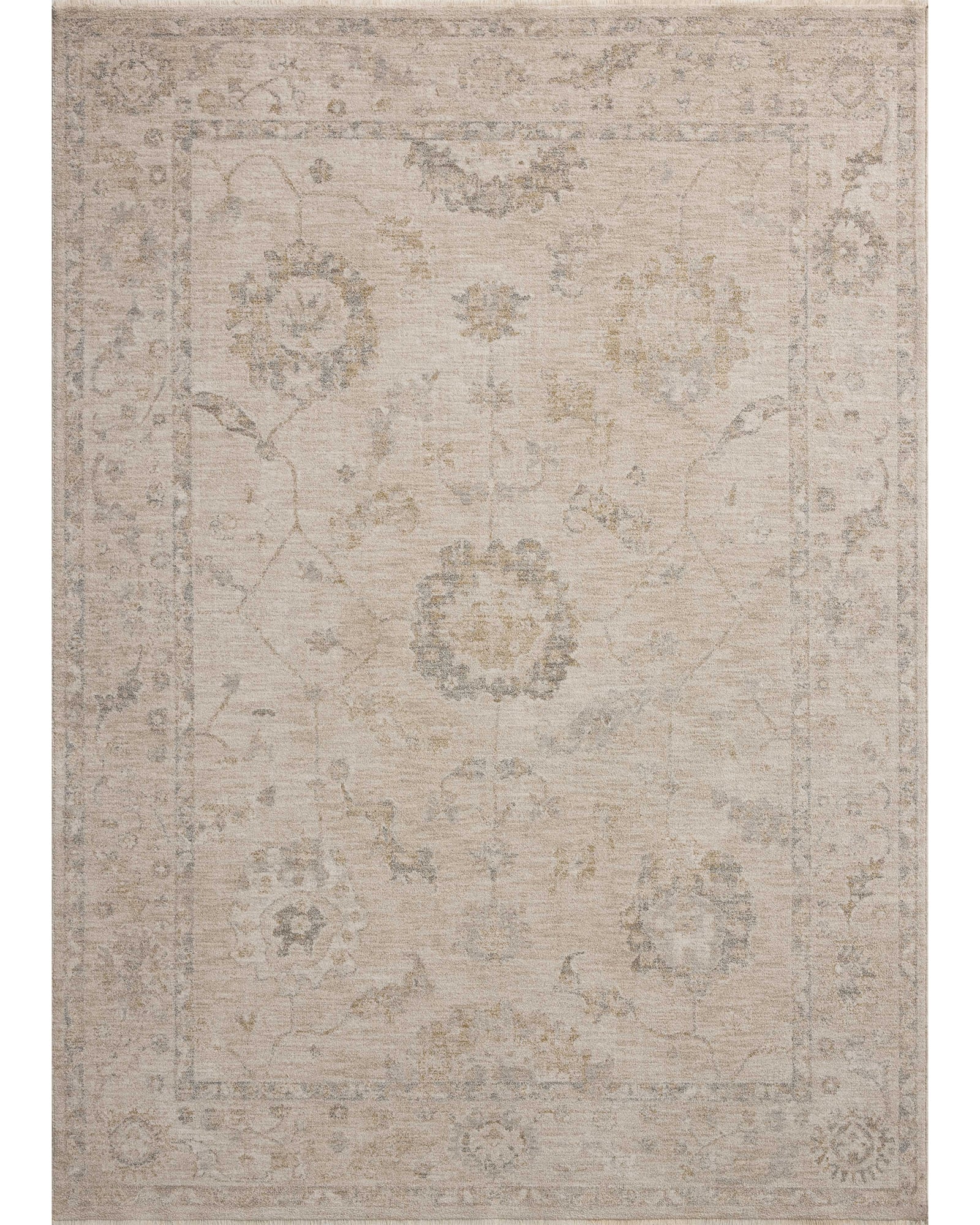 Loi Rug Loloi Louisa LOI-02 Oatmeal/Slate Area Rug | Carpet Exchange