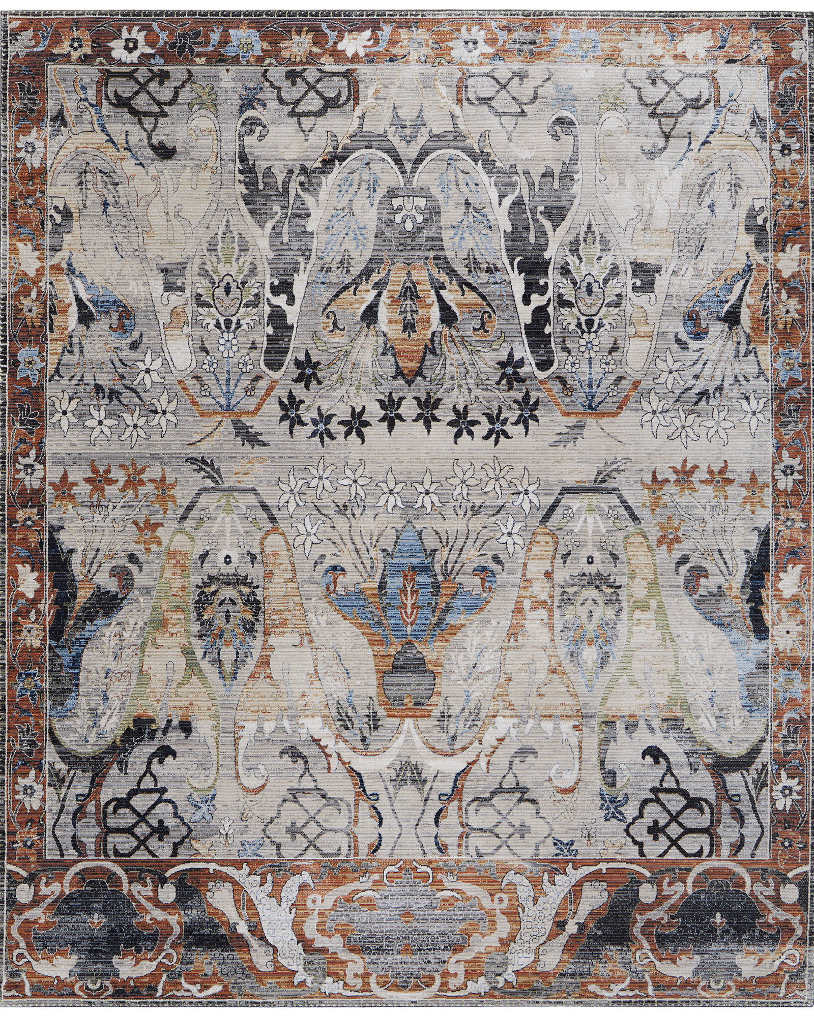 Feizy Melrose 39P2F Ivory/Red/Gray Rug | Carpet Exchange