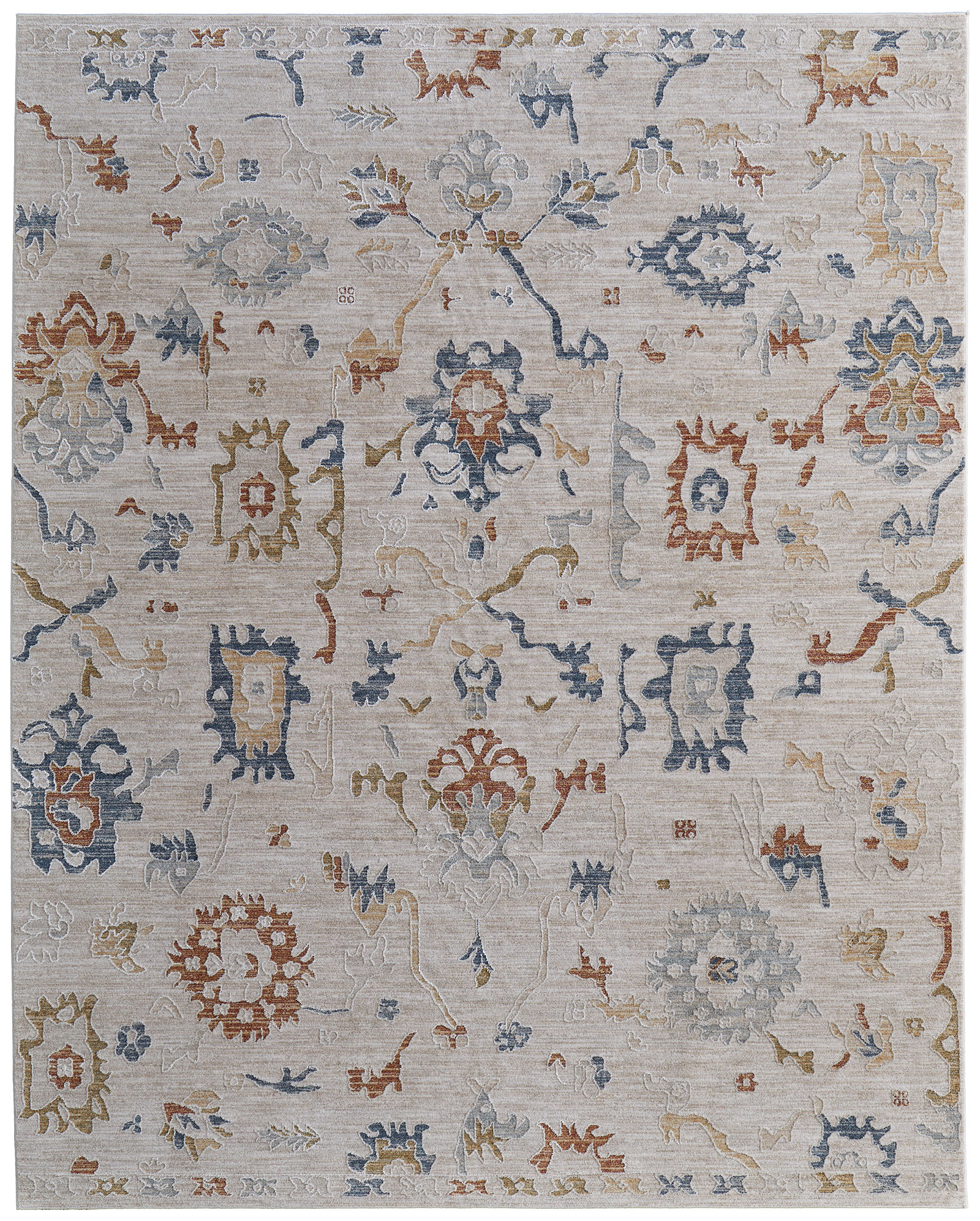 Feizy Pasha 39M8F Ivory/Blue/Gold Area Rug | Carpet Exchange
