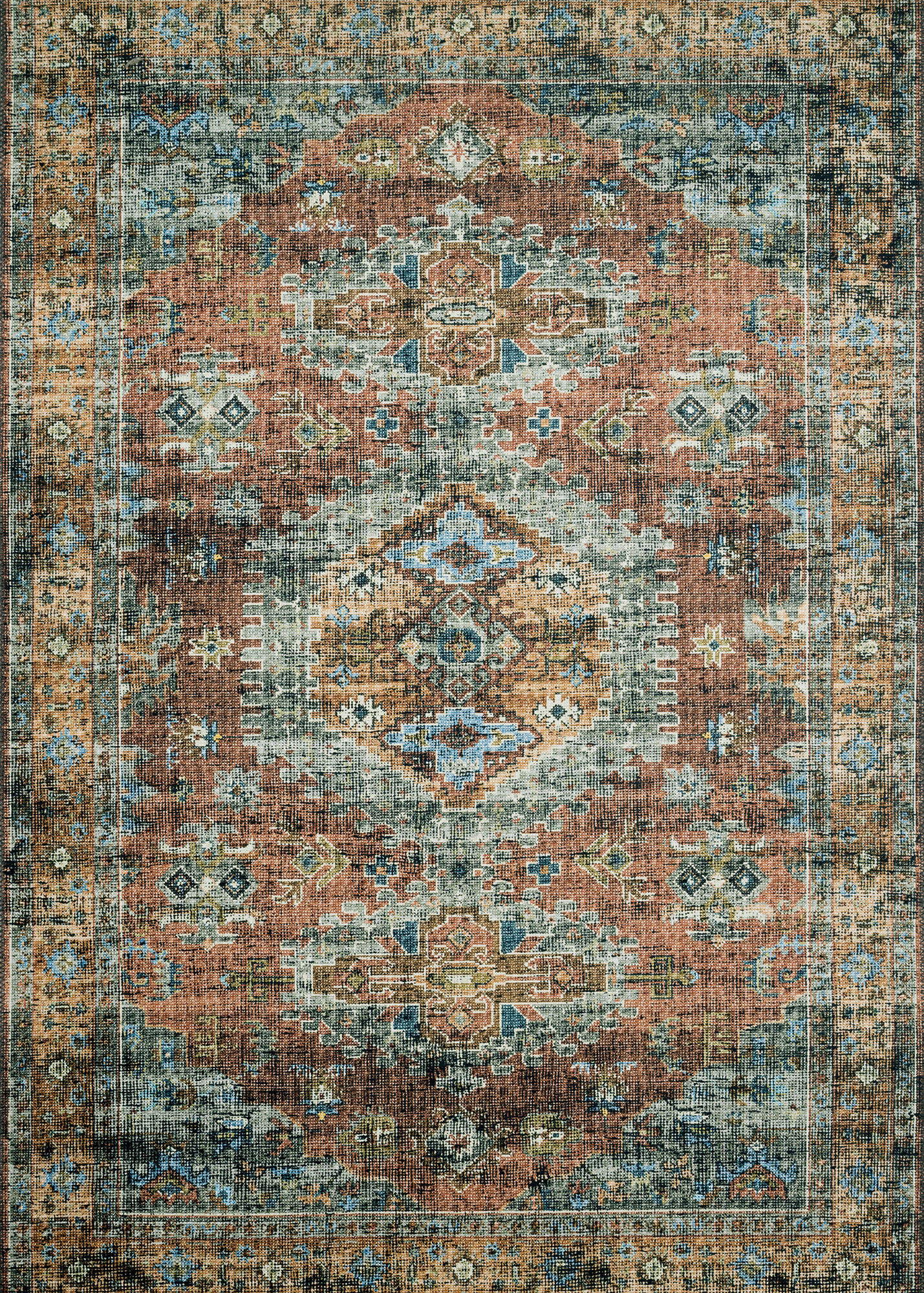 Loloi Skye SKY-07 Terracotta/Sky Area Rug | Carpet Exchange